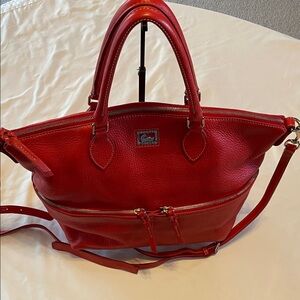 Dooney & Bourke Cherry Red Satchel crossbody 11”HX18”LX5”W Hardly Used